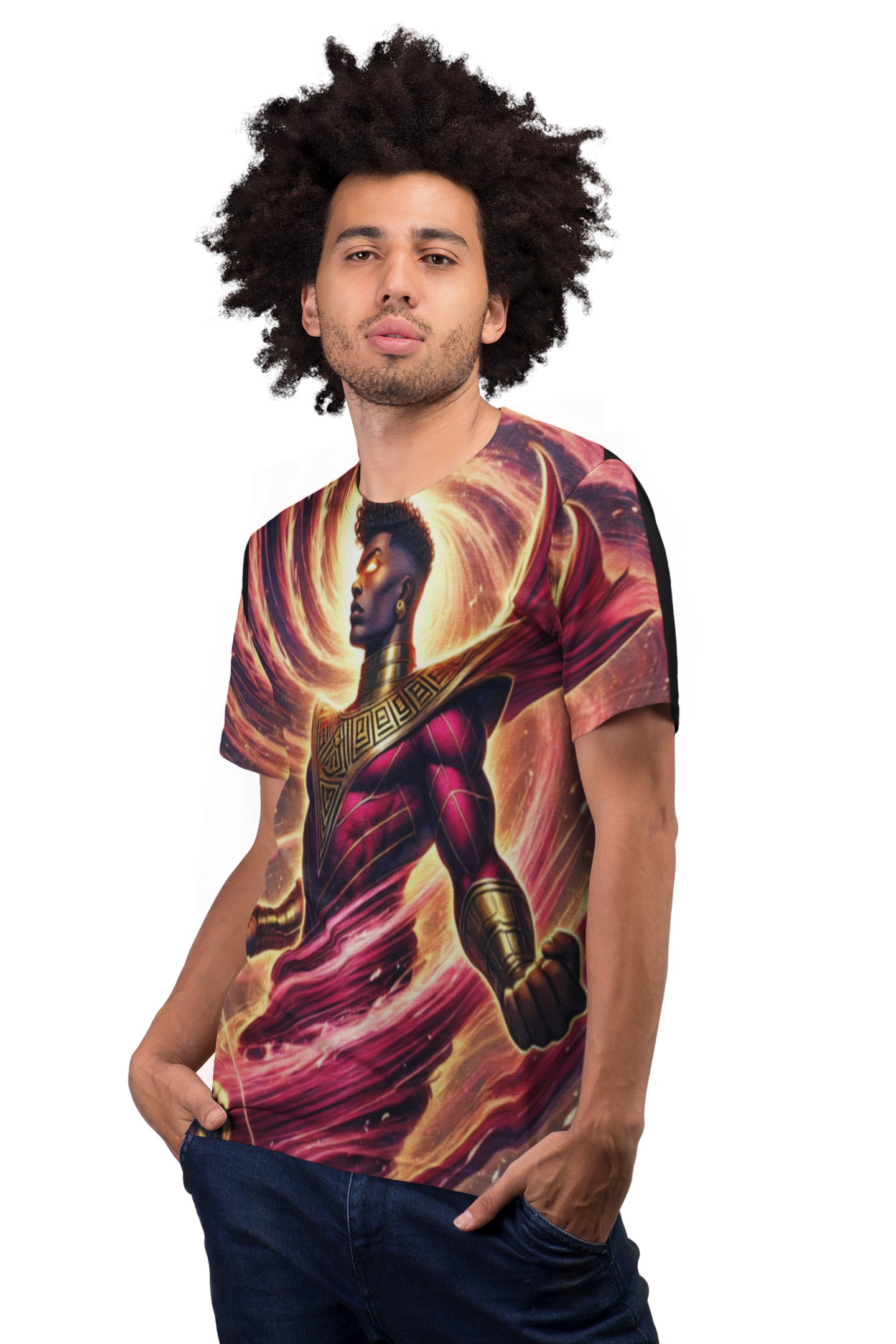 Afro-Fantasy Hero All-Over Print Tee