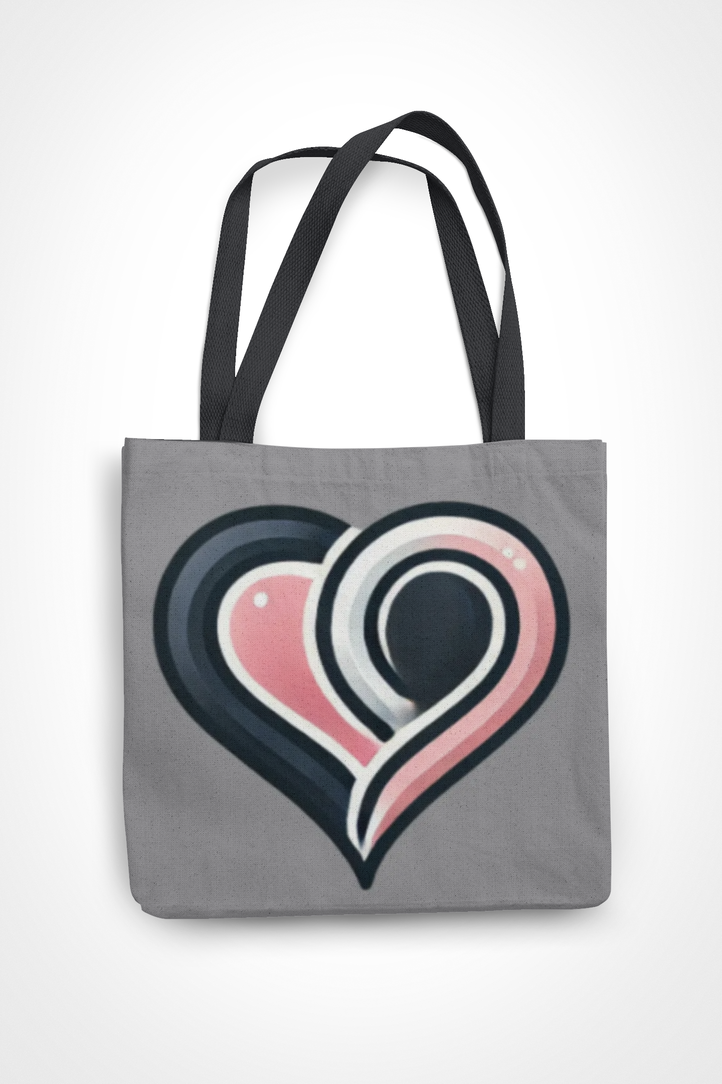 Abstract Heart Tote Bag — Pink & Navy Love Art Tote