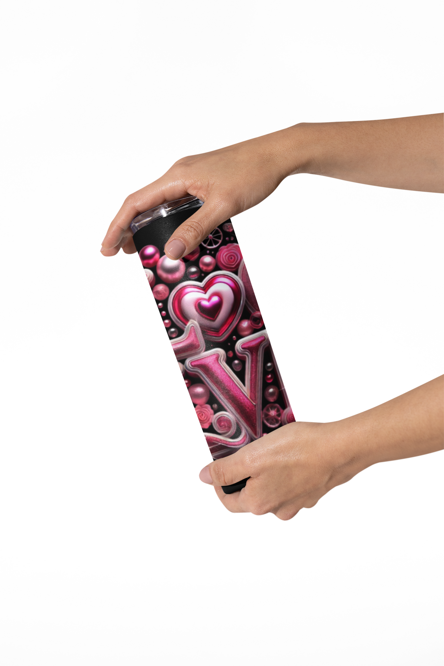 Tumbler - Pink Valentine "LOVE" Stainless Steel 20oz Travel Tumbler