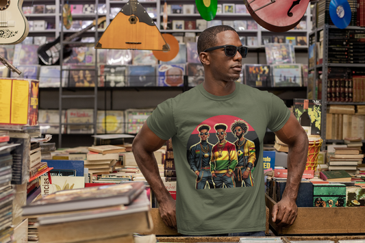 Reggae Roots Trio T-Shirt — Afrocentric Rasta Style Graphic Tee