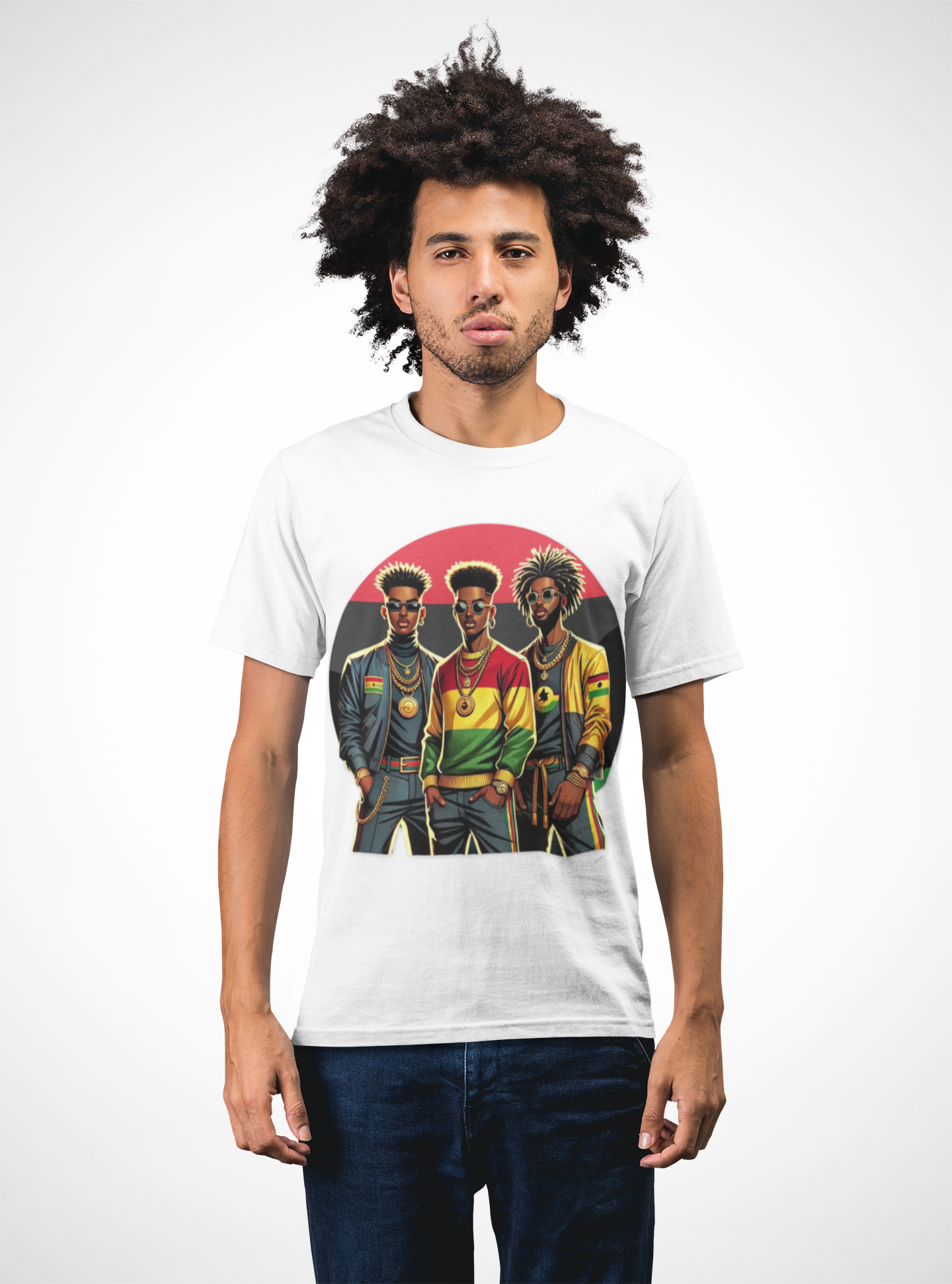 Reggae Roots Trio T-Shirt — Afrocentric Rasta Style Graphic Tee