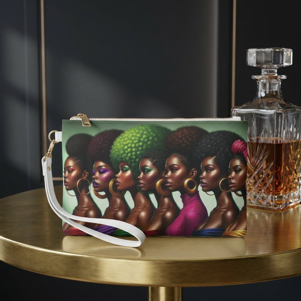 Afro Queen Portraits Clutch Bag | Black Women Art, Colorful Afros, Statement Accessory