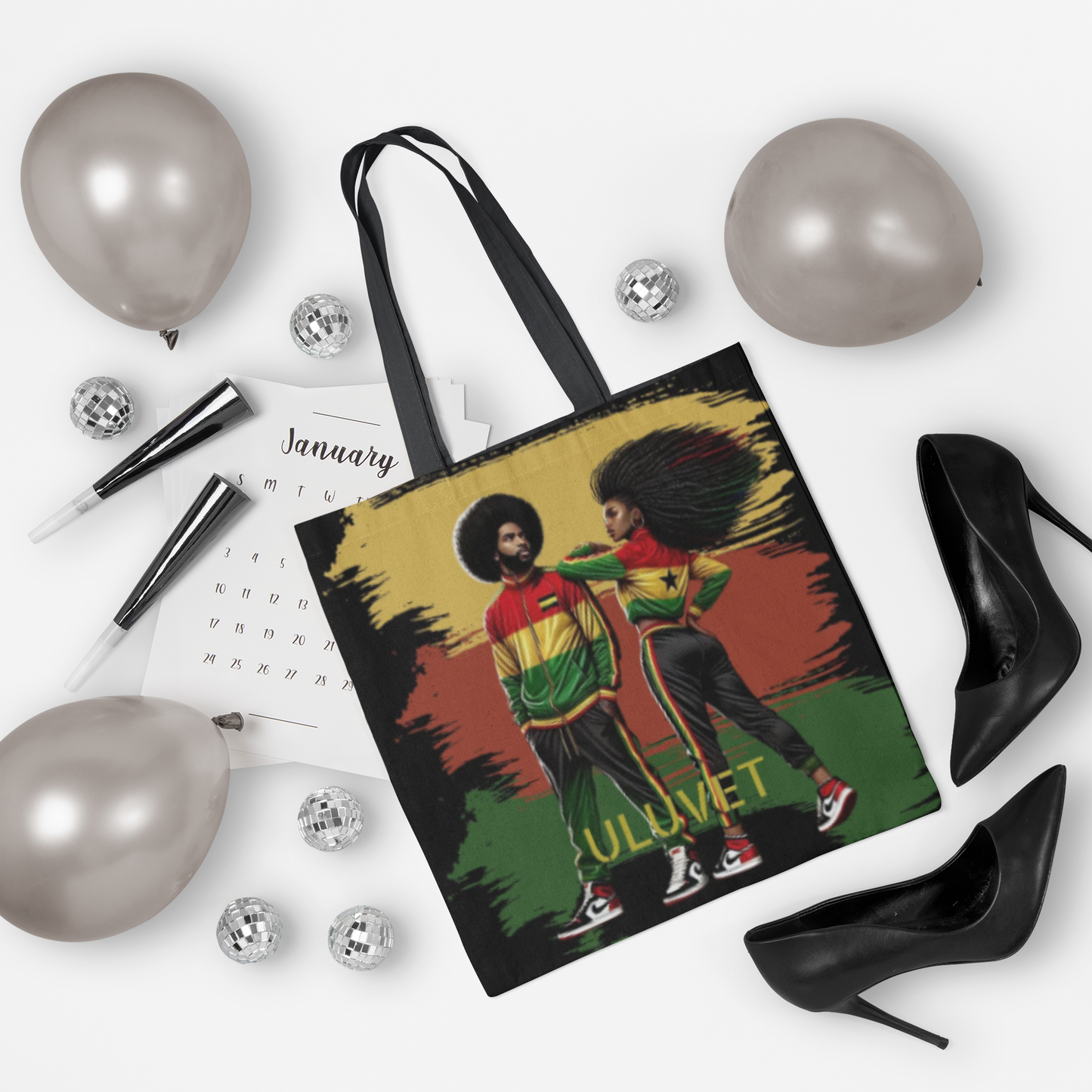 Customizable. Reggae Roots Tote Bag. Afrocentric Couple Design