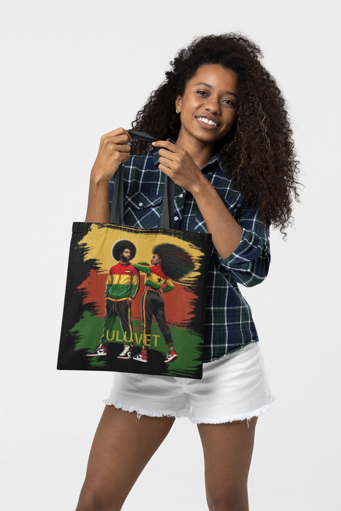 Customizable. Reggae Roots Tote Bag. Afrocentric Couple Design