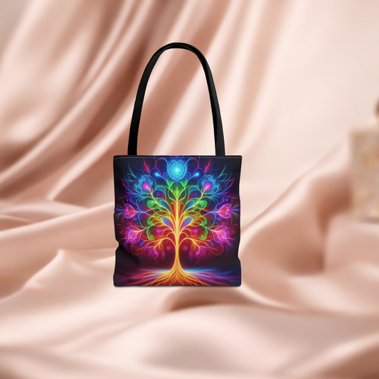 Colorful Tree of Life Tote Bag, Eco-Friendly Shopping Bag, Bohemian Style, Gift for Nature Lovers, Festival Bag