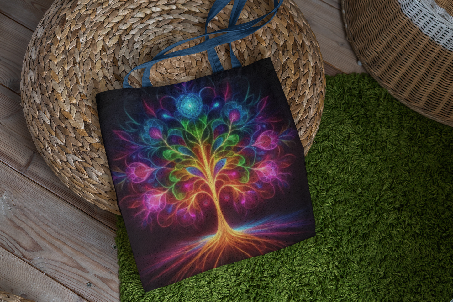 Colorful Tree of Life Tote Bag, Eco-Friendly Shopping Bag, Bohemian Style, Gift for Nature Lovers, Festival Bag