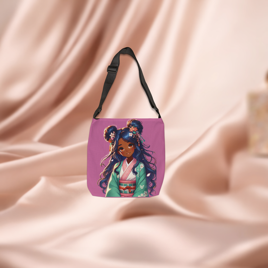 Black Girl Anime Illustration Tote Bag | Adjustable AOP