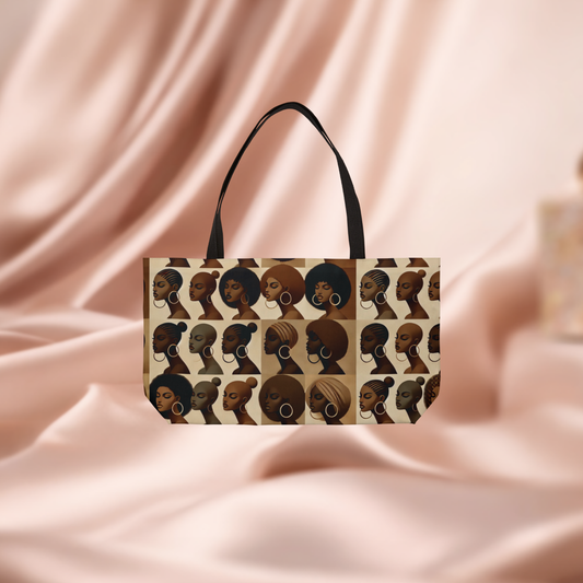 Afrocentric Profile Pattern Weekender Tote Bag. Brown Skin Silhouette Art