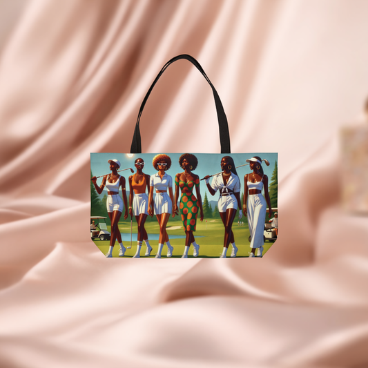 Retro Golf Divas Weekender Tote Bag. 70s Afro Chic