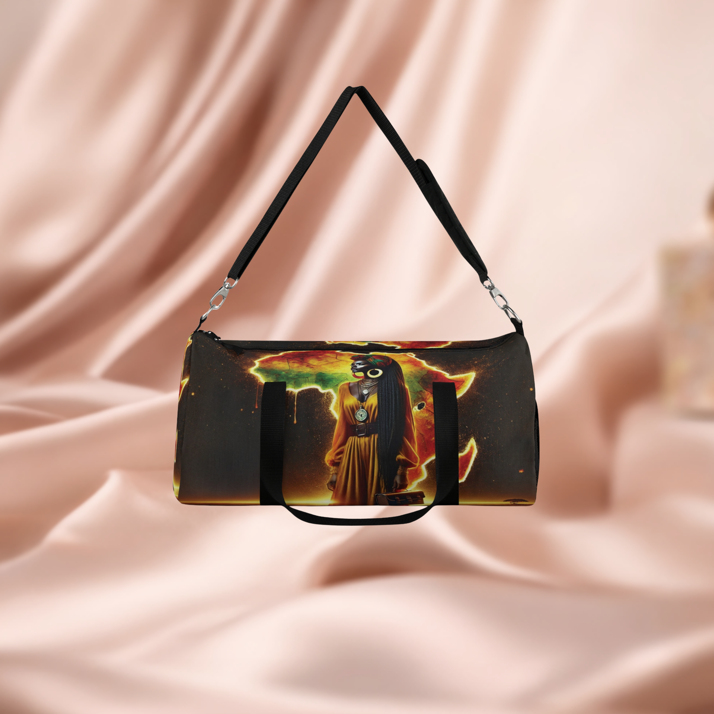 Afro Goddess Illustration Duffel Bag | Afrocentric Warrior Art