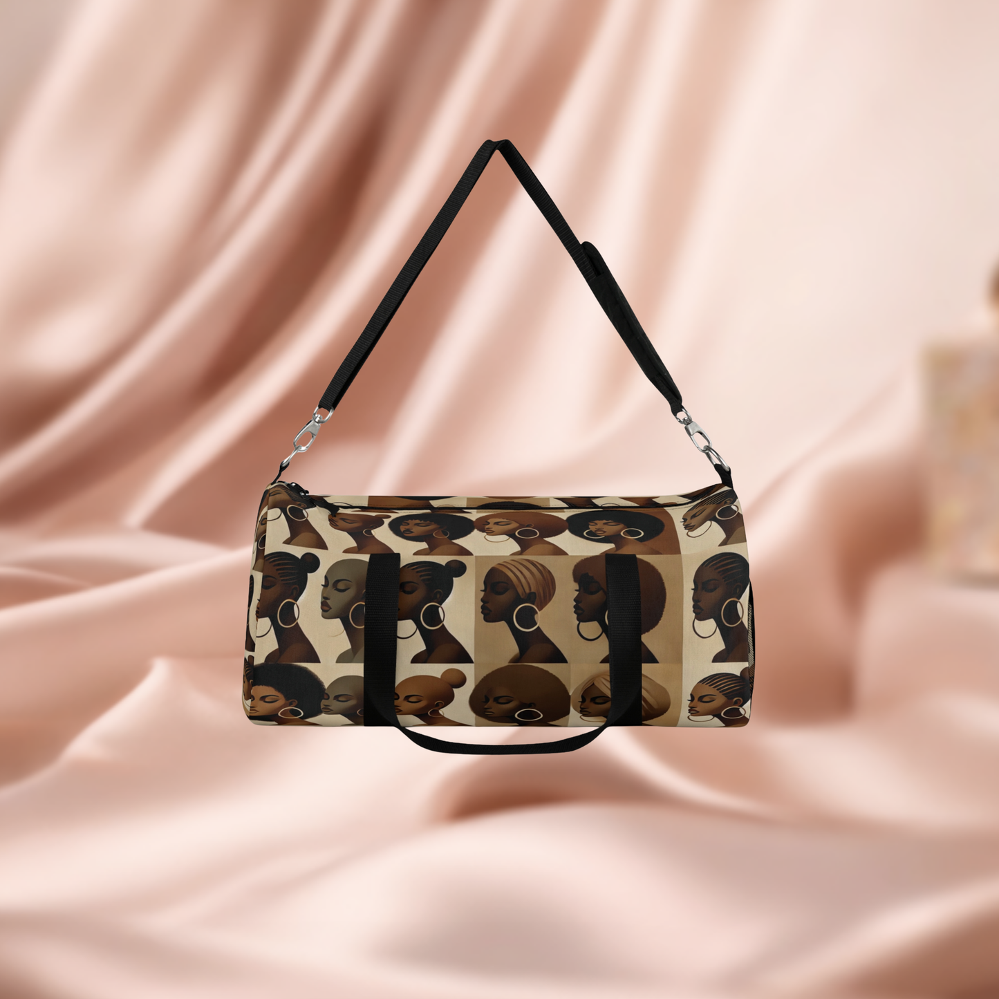 Afrocentric Women Pattern Duffel Bag | Brown Skin Tones, Headwraps