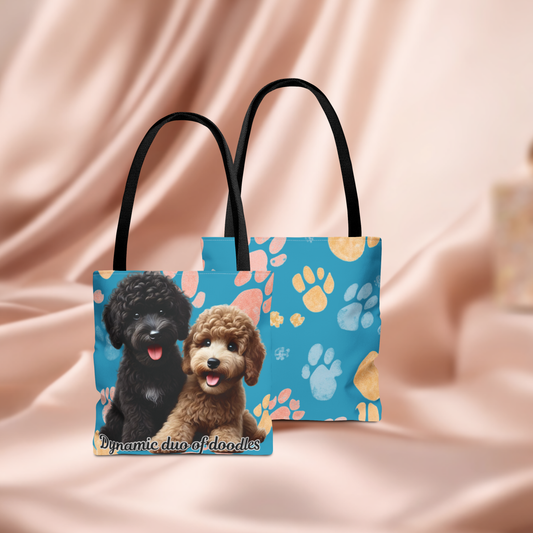 Doodle Puppies Paw Print Tote Bag | All-Over Print