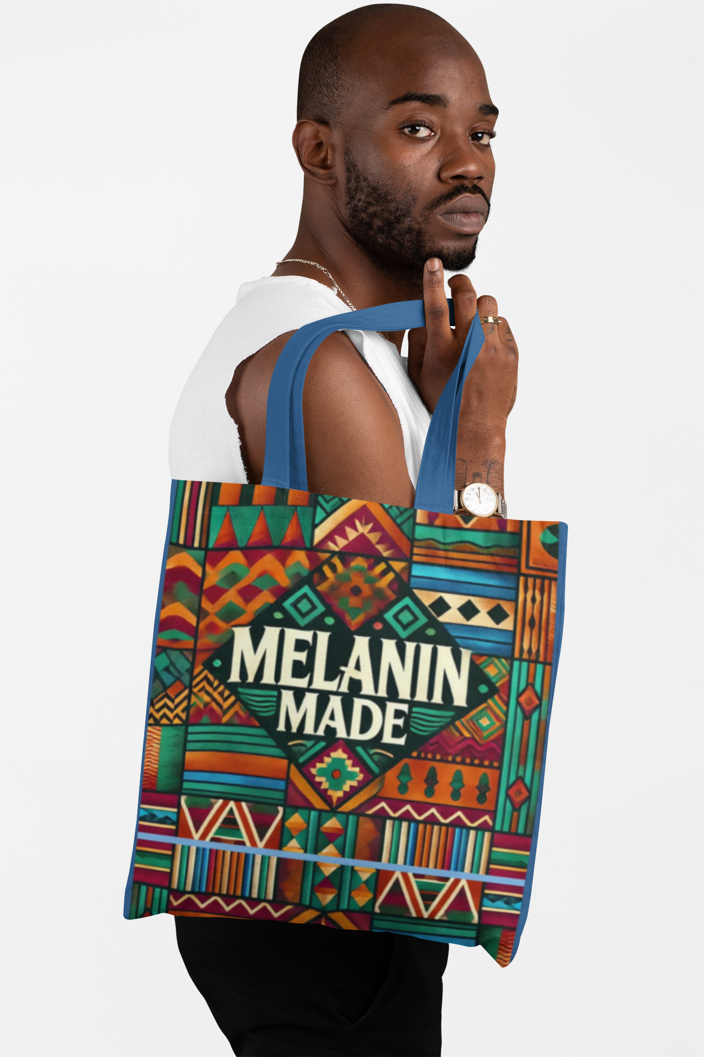 Melanin Made Tote | Afrocentric Geometric Pattern, Colorful Ethnic Design