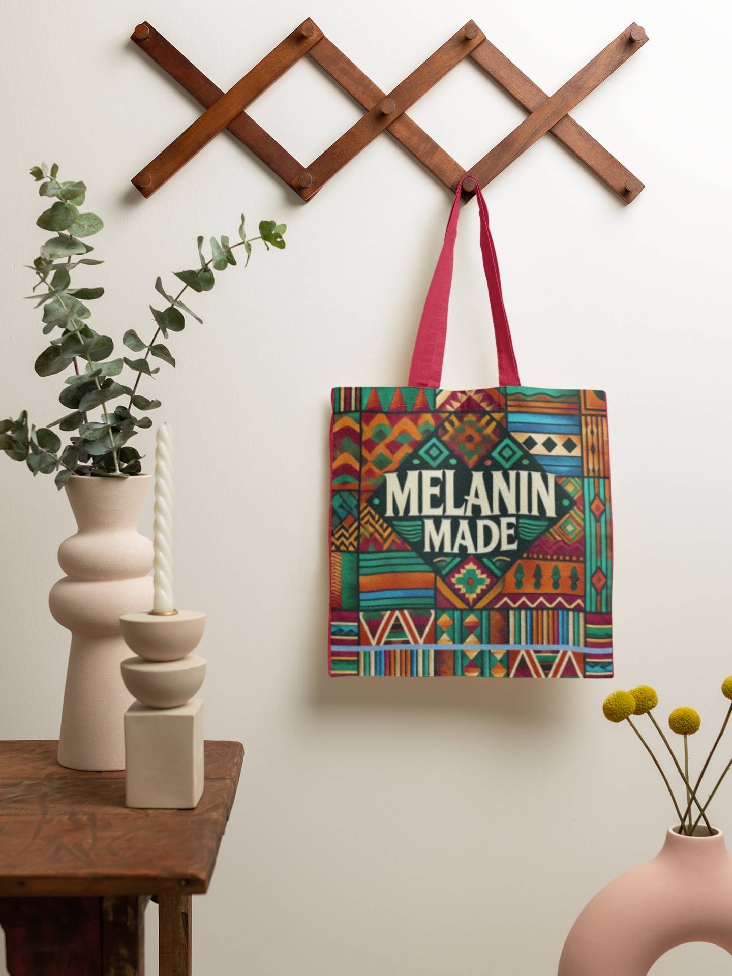 Melanin Made Tote | Afrocentric Geometric Pattern, Colorful Ethnic Design