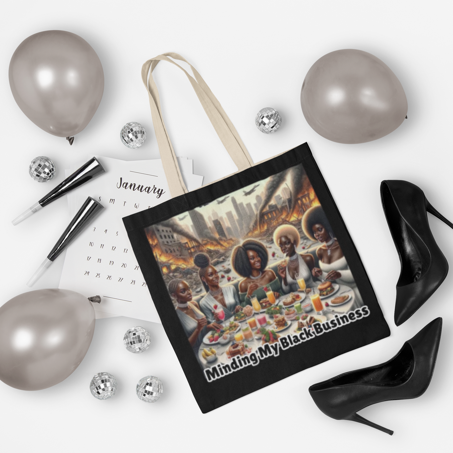Minding My Black Business Tote Bag | Black Women Brunch Illustration