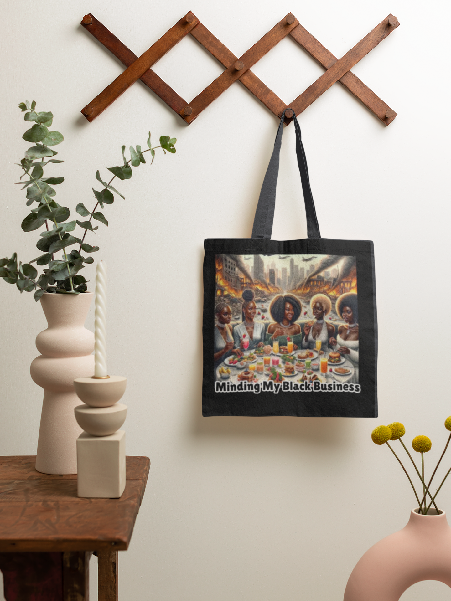Minding My Black Business Tote Bag | Black Women Brunch Illustration
