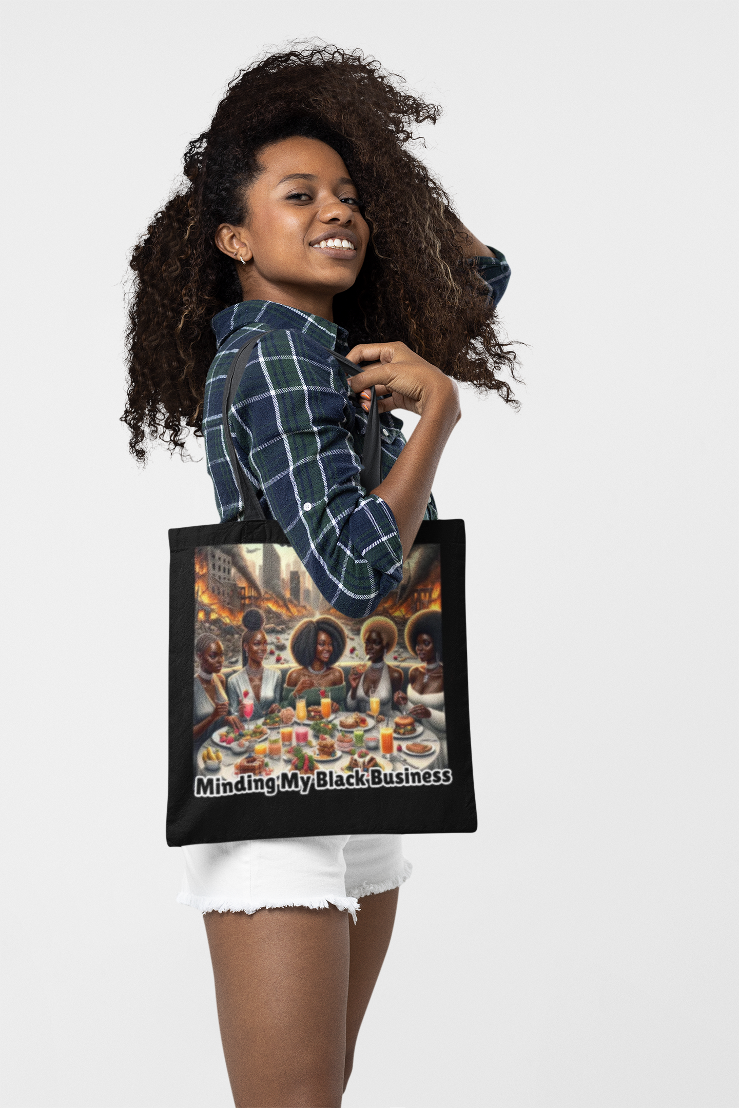 Minding My Black Business Tote Bag | Black Women Brunch Illustration