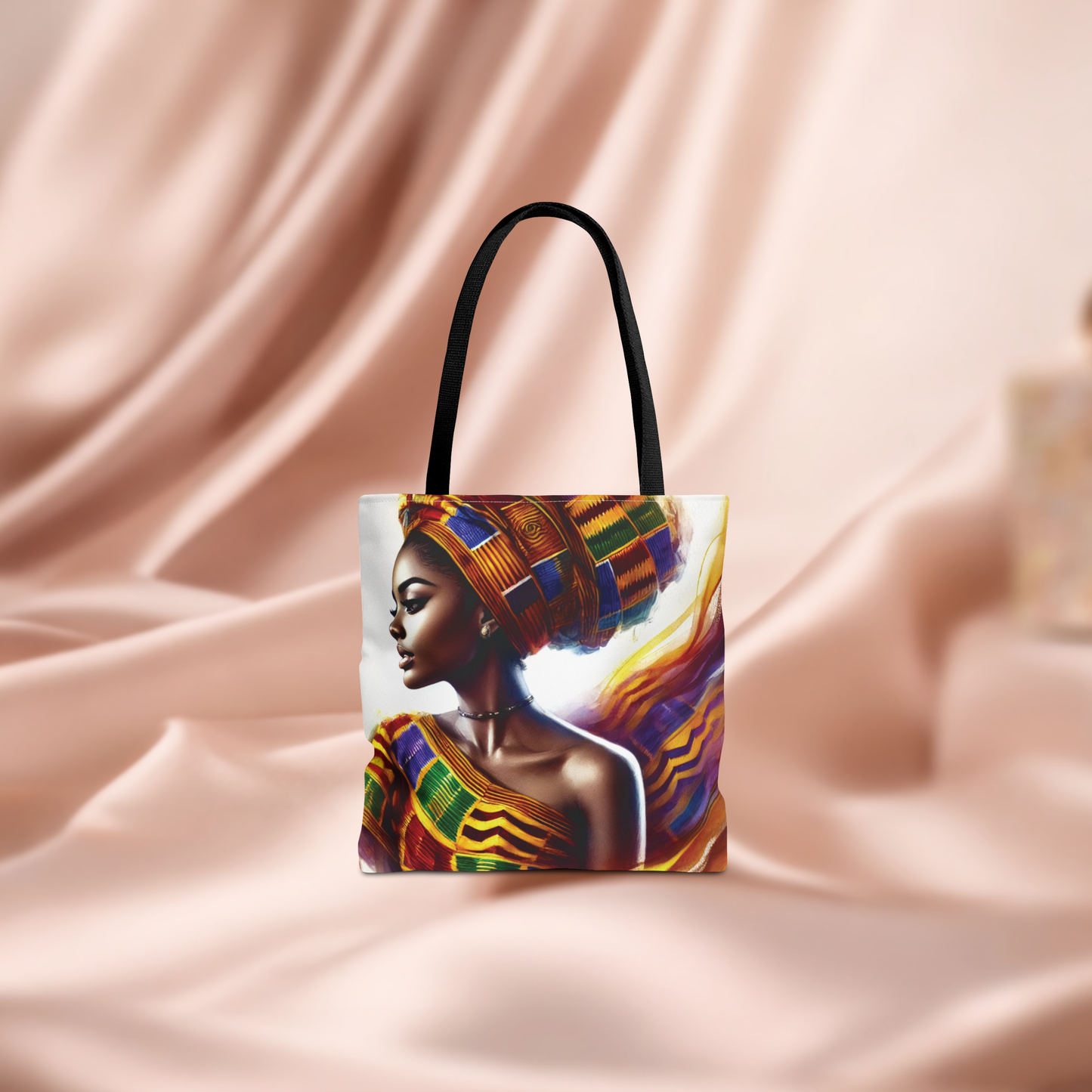 African Queen Portrait Tote Bag | Kente Headwrap Art