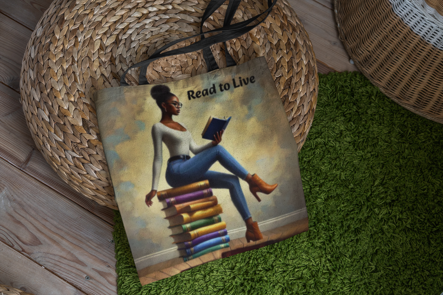 Customizable Book Tote Bag. Book Lover Library Art