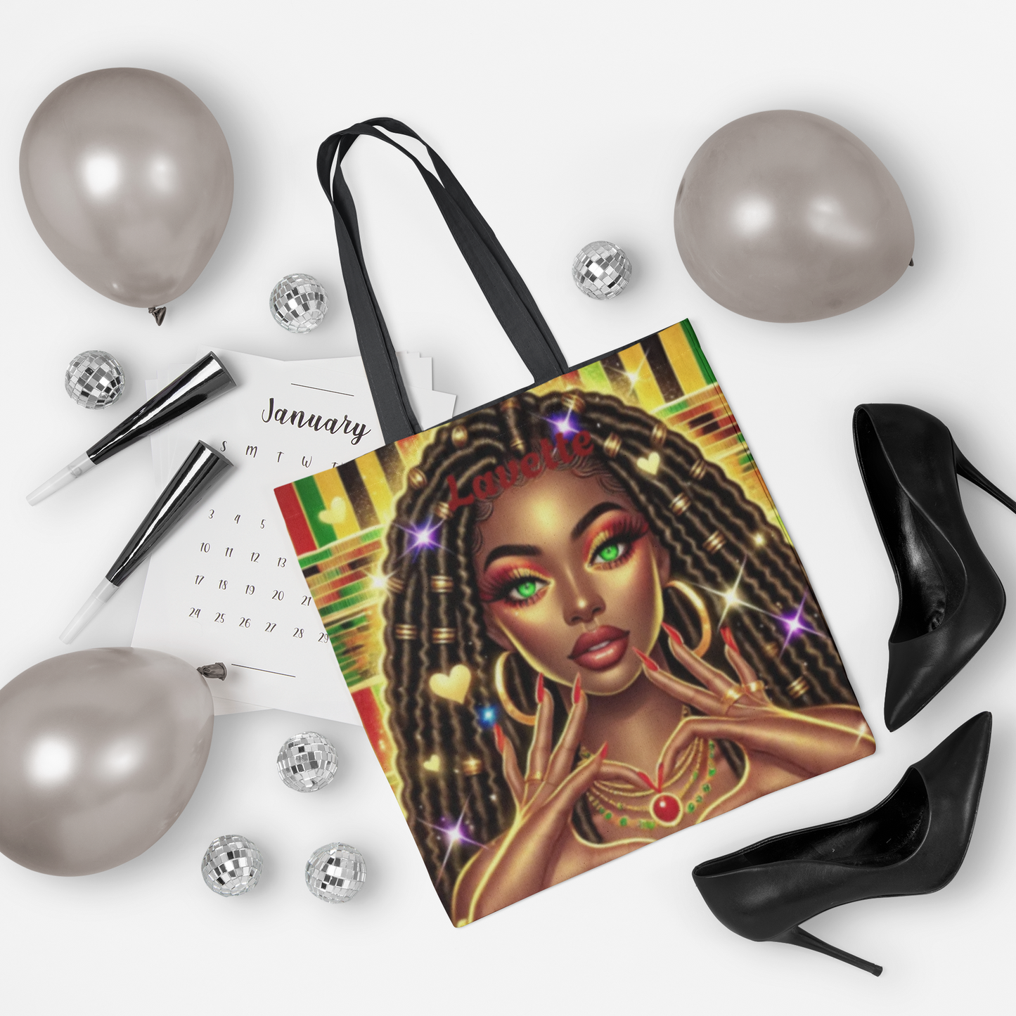 Goddess with locs Tote Bag | Afrocentric Art, Vibrant Portrait