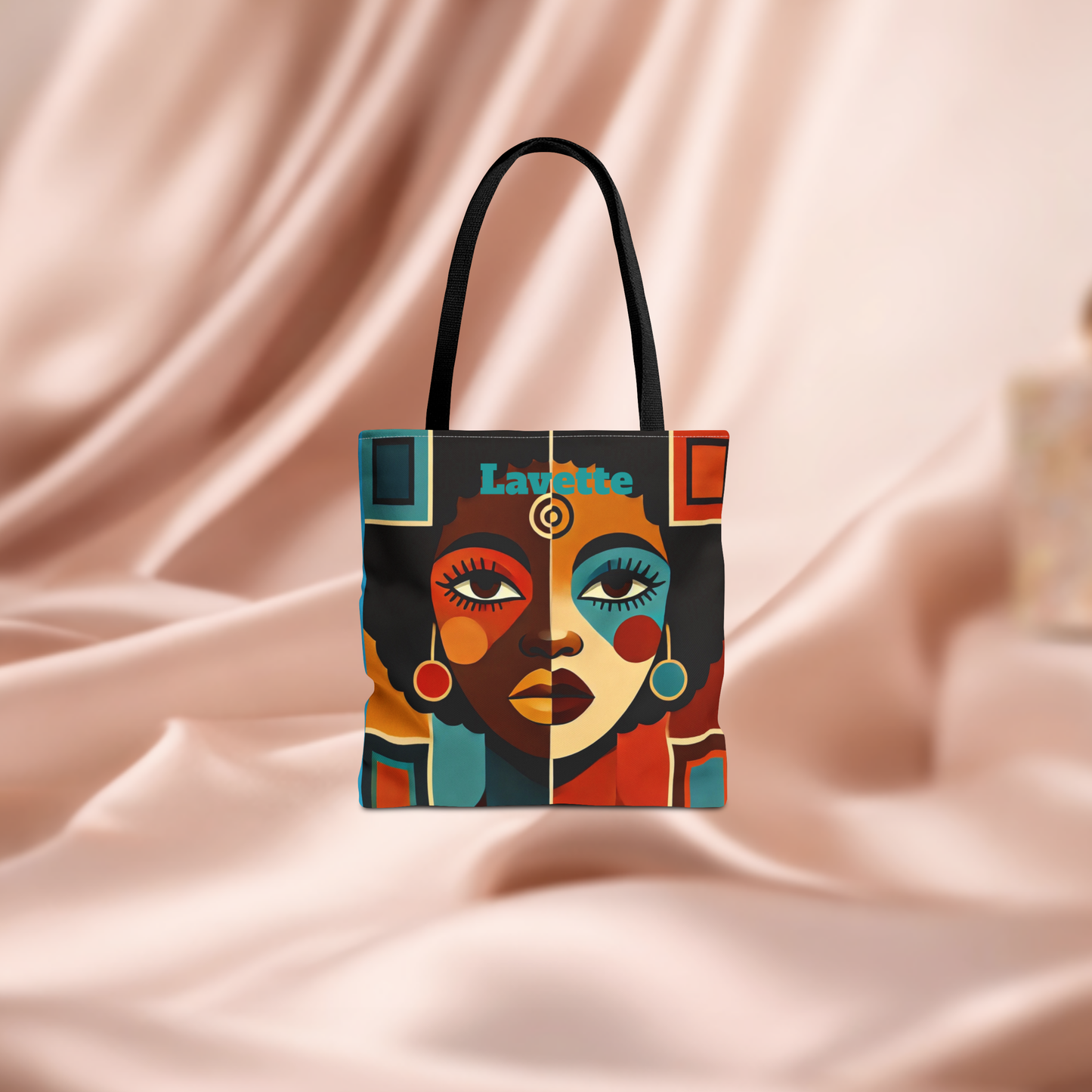 Afro Pop Face Tote Bag | Colorful Retro Portrait AOP