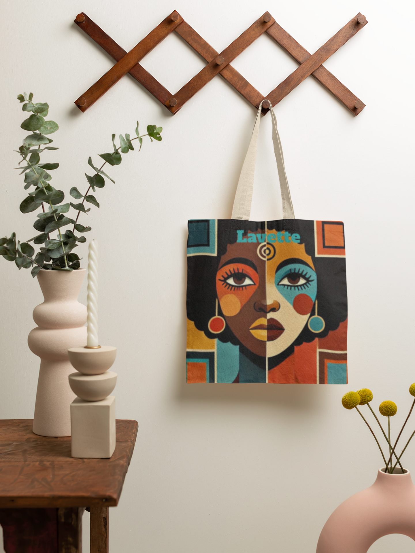Afro Pop Face Tote Bag | Colorful Retro Portrait AOP