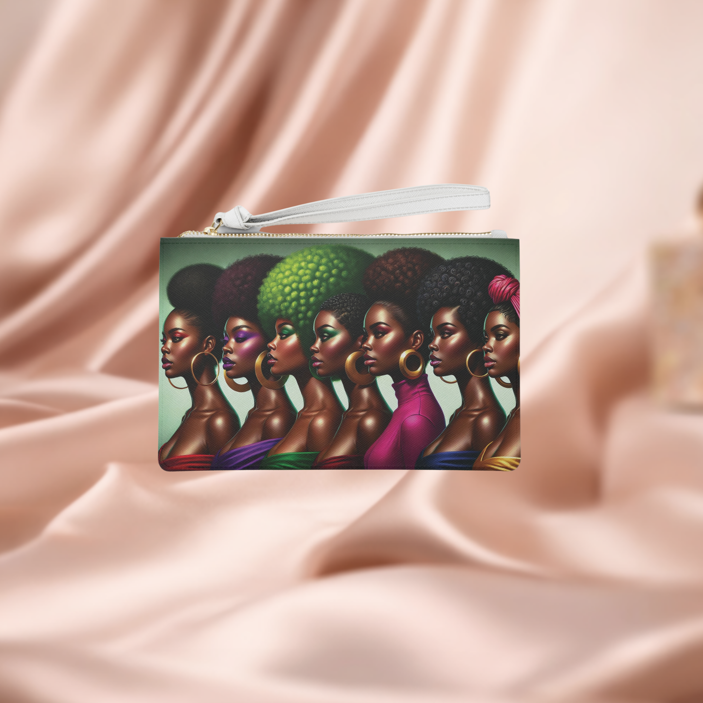 Afro Queen Portraits Clutch Bag | Black Women Art, Colorful Afros, Statement Accessory