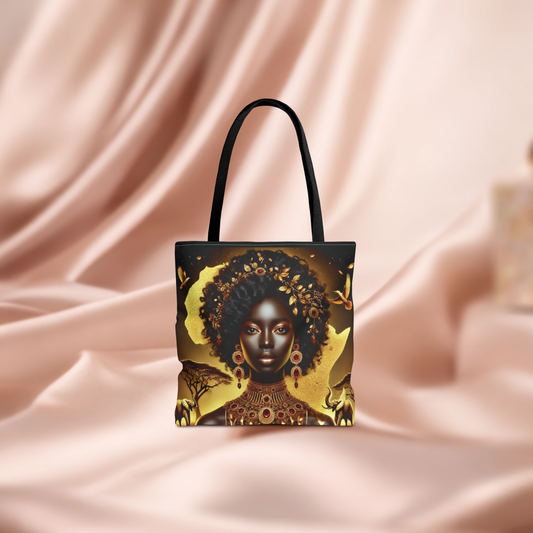African Goddess Art Tote Bag  Gold Afrocentric