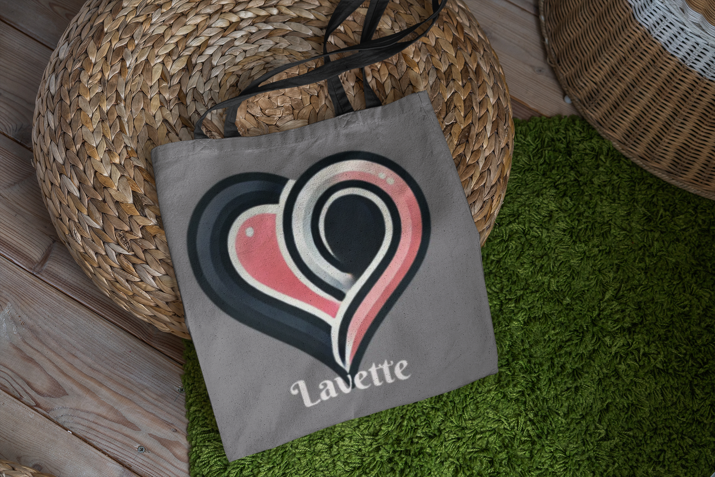 Abstract Heart Tote Bag. Pink & Navy Love Art Tote