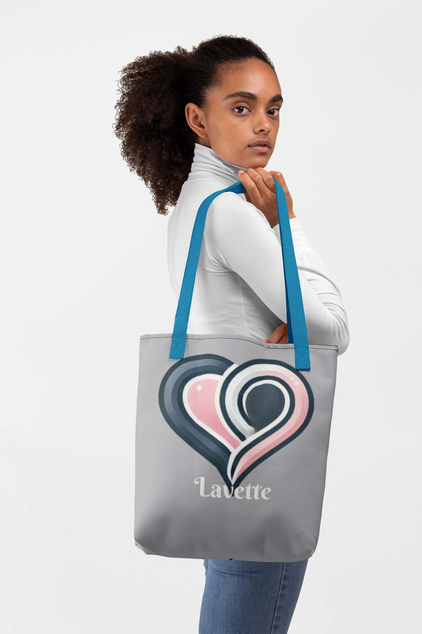 Abstract Heart Tote Bag. Pink & Navy Love Art Tote