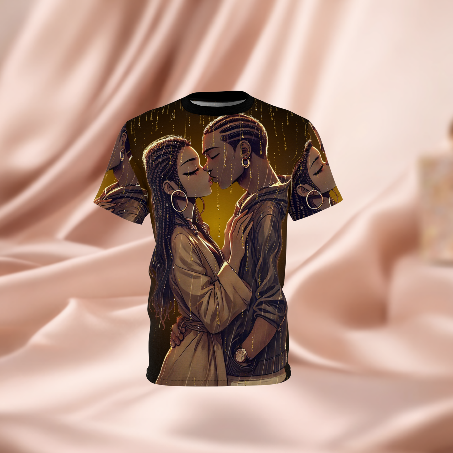 Romantic Couple Kiss Tee - All-Over Print Urban Love Shirt