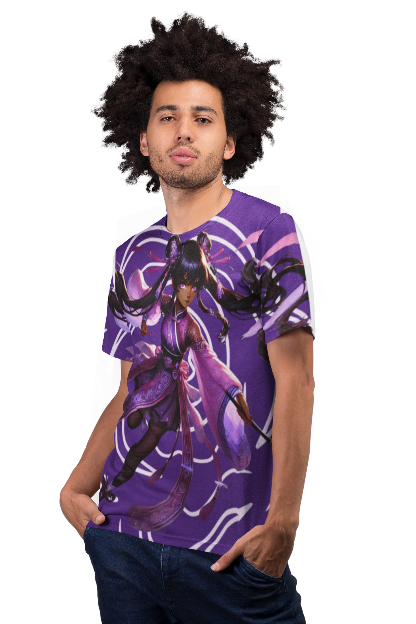Purple Anime Warrior All-Over Print Tee