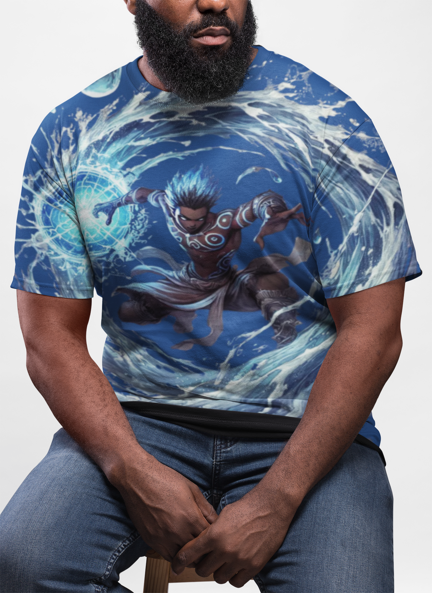 Water Mage All-Over Print Tee — Elemental Sorcerer Graphic Shirt
