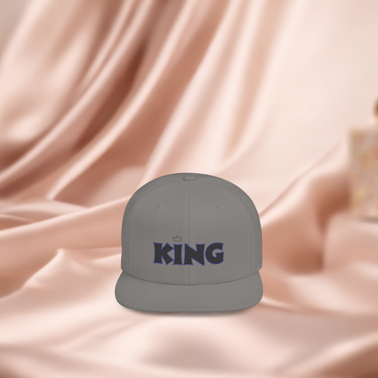 King Flat Bill Snapback Hat, Trendy Cap for Men, Streetwear Fashion, Gift for Him, Birthday or Father's Day Present
