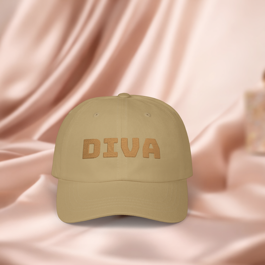 Diva Classic Dad Cap, Trendy White Hat, Casual Wear, Gift for Her, Stylish Sun Hat, Perfect for Summer Days