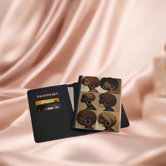 Afro Women Portraits Passport Cover | Brown Tones, Hoop Earrings