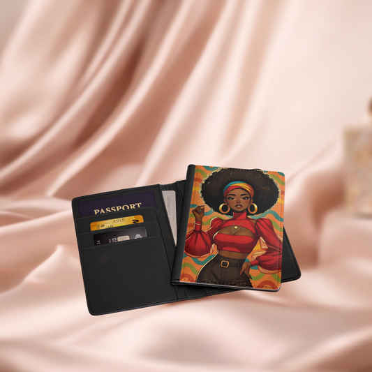Afro Fashion Girl Passport Cover | Retro Vibes, Bold Colors