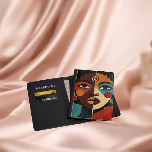 Abstract Afrocentric Face Passport Cover | Colorful Tribal Portrait