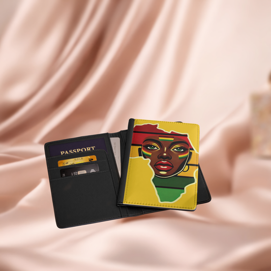 African Map Woman Passport Cover | Pan-African Colors Travel Accessory