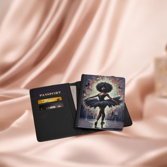Ballerina Afro Passport Cover Artistic Black Swan Travel Wallet