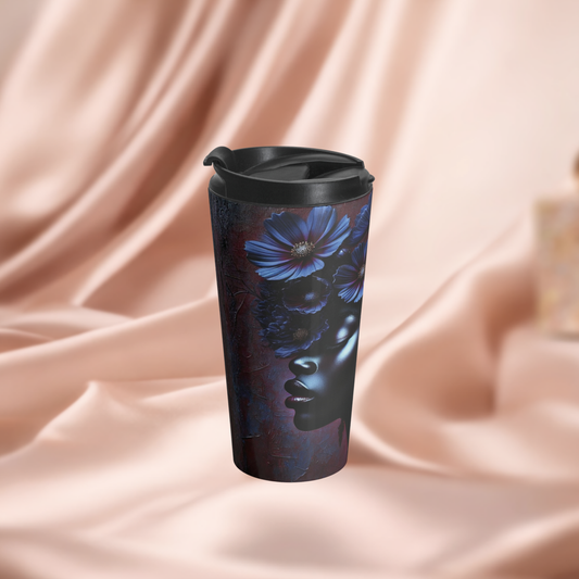 Travel Queen on the Go stainless steel travel mug | dark floral design