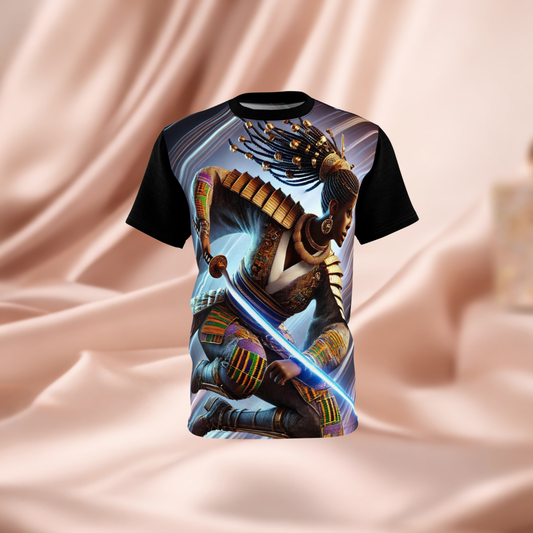 Warrior Queen Graphic Tee — Futuristic Kinetic African Warrior Design