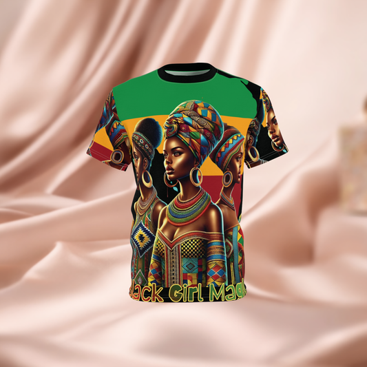 Black Girl Magic African Pattern Tee — Vibrant Afrocentric All-Over Print