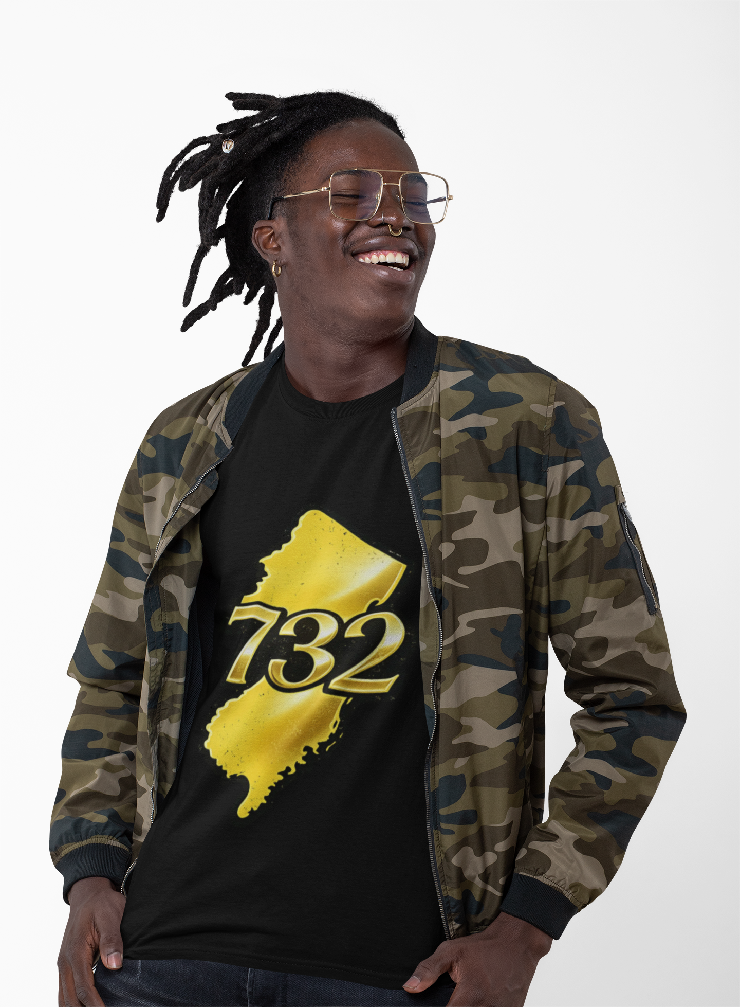 732 New Jersey Map T-Shirt — Gold State Pride Tee