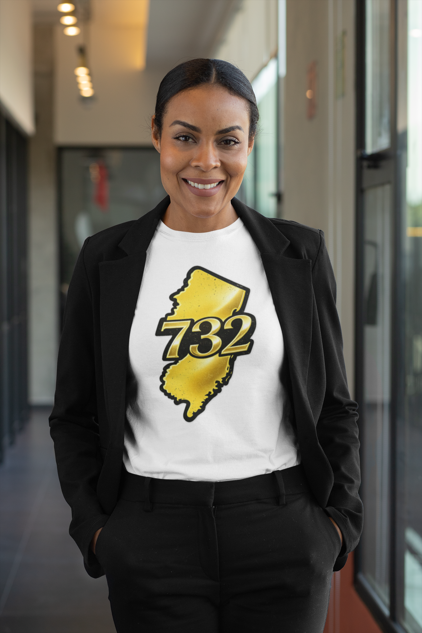 732 New Jersey Map T-Shirt — Gold State Pride Tee