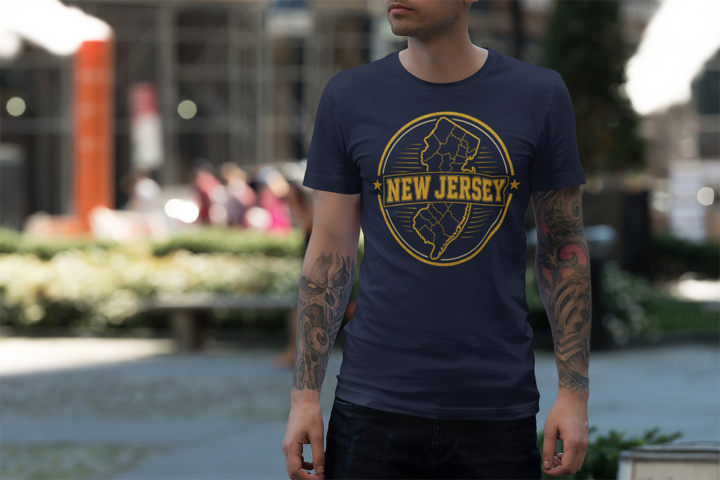 New Jersey State Badge T‑Shirt — Vintage Map Graphic Tee