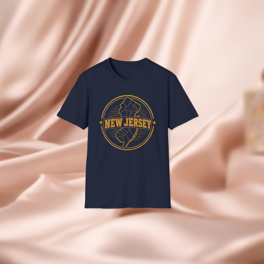 New Jersey State Badge T‑Shirt — Vintage Map Graphic Tee