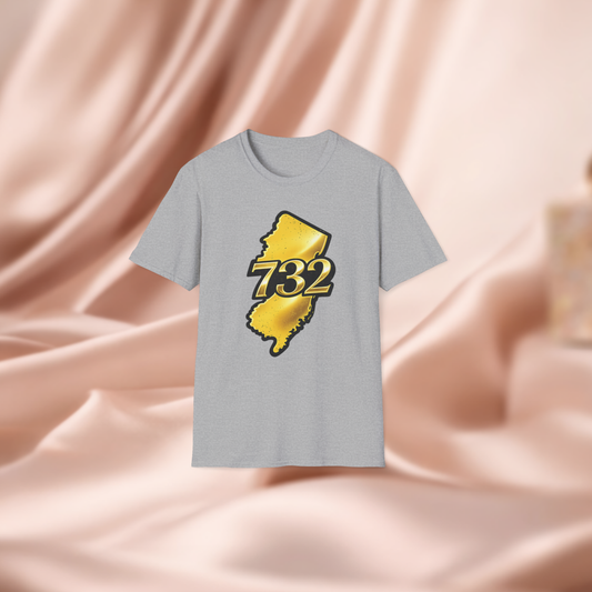 732 New Jersey Map T-Shirt — Gold State Pride Tee