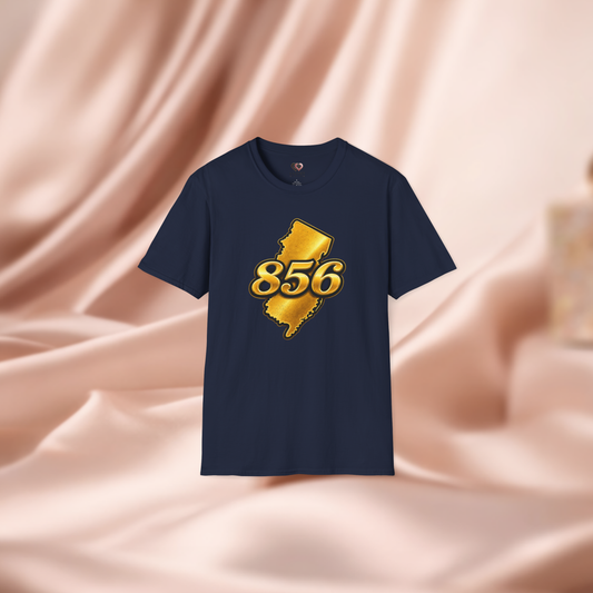 856 Jersey Shore T-Shirt — Gold New Jersey Area Code Tee