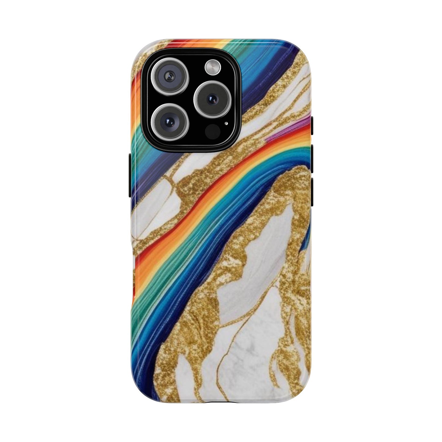 Colorful Marble Phone Case with Rainbow Design, Tough Phone Cover, Customizable Gift, Trendy Cell Accessories, Unique Style